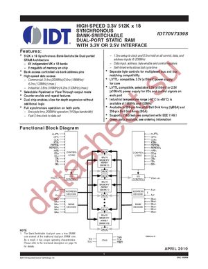 IDT70V7339S133BCI8 datasheet  